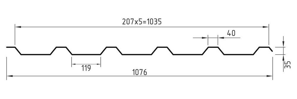Профнастил МП-35 покрытие PURETAN